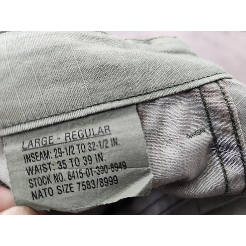 Vintage US Military Hot Weather Combat Trousers L Woodland Camo Tactical Uniform